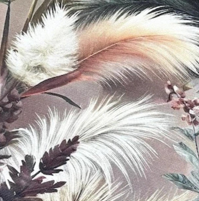 Close-up of a pampas grass patterned fabric.