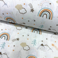 Pastel Rainbow Fabric, Baby Muslin Fabric, Cotton Double Gauze Fabric