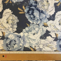 Large Rose Fabric, Blue White Floral Fabric, Big Flowers Upholstery Fabric