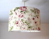 Rose Lampshade, Pink Floral Lamp Shade, Cream Country Cottage Light Shade