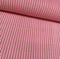 Red burgundy and white thin stripe cotton canvas fabric for upholstery curtain soft furnishing.