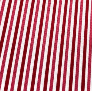 Red and white pinstripe fabric for upholstery curtain soft furnishing and home decor.