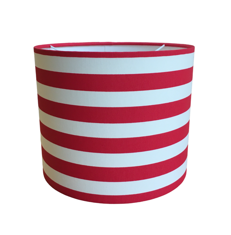 Red Lampshade, Horizontal Stripe Lampshade, Contemporary Ticking Lampshade