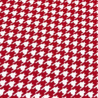 Houndstooth pattern cotton canvas fabric in red and white.