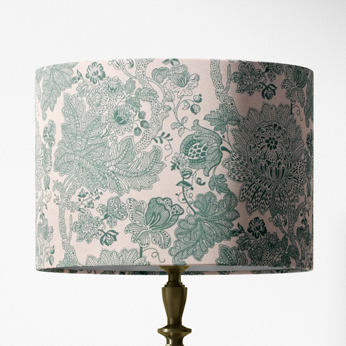 Mint green and white drawing art drum lampshade for table lamp, floor lamp and ceiling pendant.