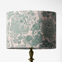 Mint green and white drawing art drum lampshade for table lamp, floor lamp and ceiling pendant.