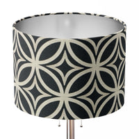Retrı vintage style black and light brown geometric pattern drum lampshade.