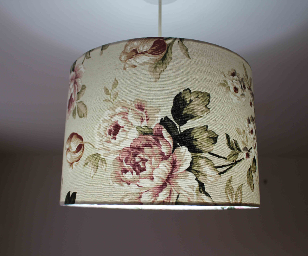 Pink Floral Lampshade, Rose Lamp Shade, Cream Lampshade Table Lamp Ceiling