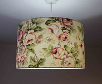 Rose Lampshade, Pink Floral Lamp Shade, Cream Country Cottage Light Shade