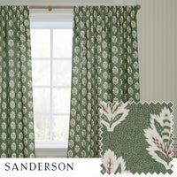 Sanderson Sessile Leaf Print Pencil Pleat Ready Made Curtains Green