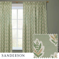 Sanderson Sessile Leaf Pattern Pencil Pleat Sage Green Curtains Ready Made