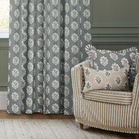 Sanderson Sessile Leaf Pattern Pencil Pleat Ready Made Curtains Delph Blue