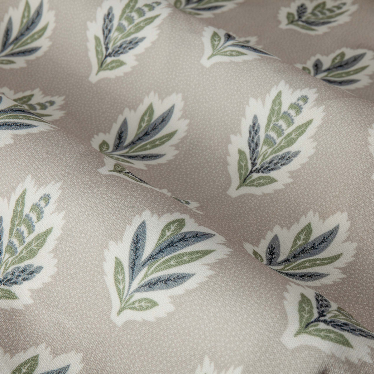 Sanderson Sessile Leaf Print Ready Made Pencil Pleat Flax Curtains