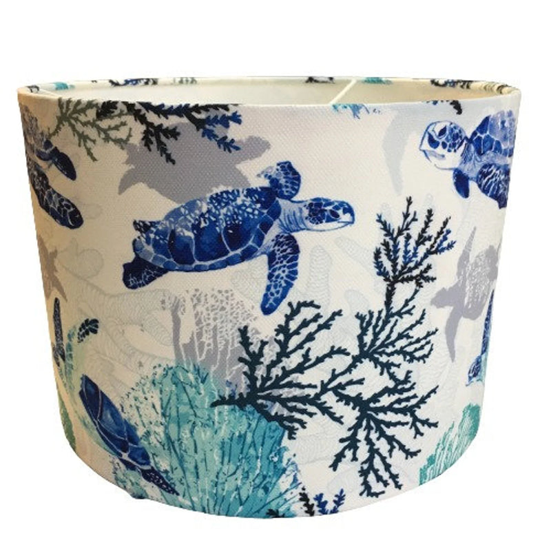 Arc Floor Lamp Coastal Nautical Starfish Repeat Pattern Navy Blue Turquoise White Modern Tall
