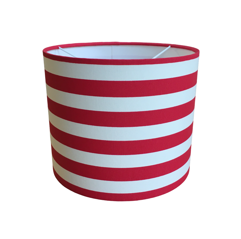 Red Lampshade, Horizontal Stripe Lampshade, Contemporary Ticking Lampshade