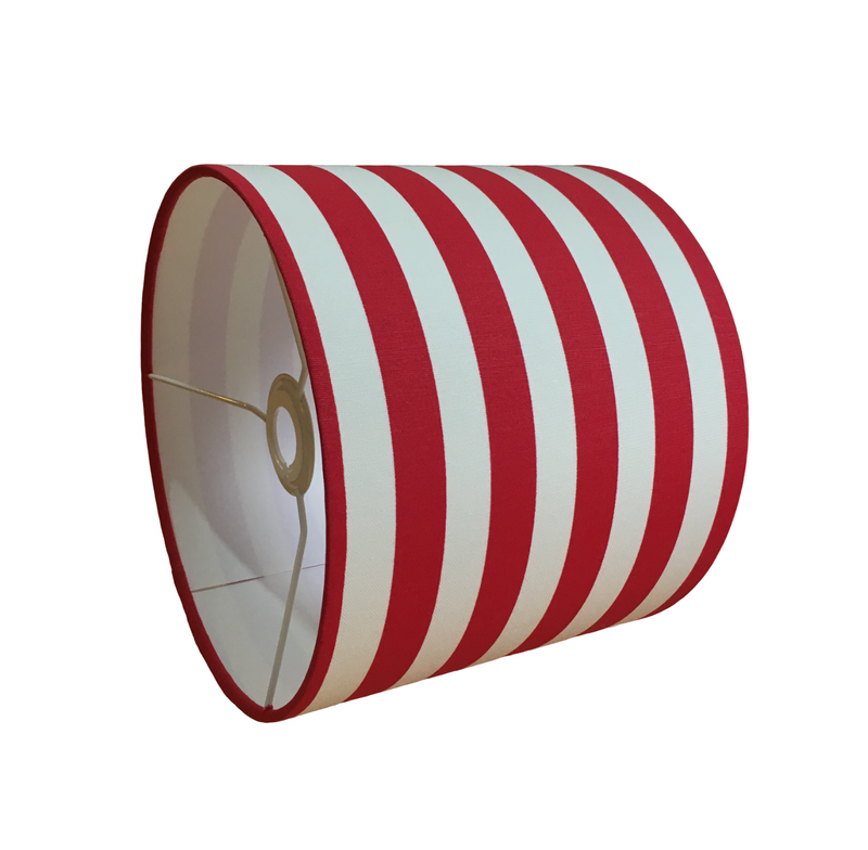 Red Lampshade, Horizontal Stripe Lampshade, Contemporary Ticking Lampshade