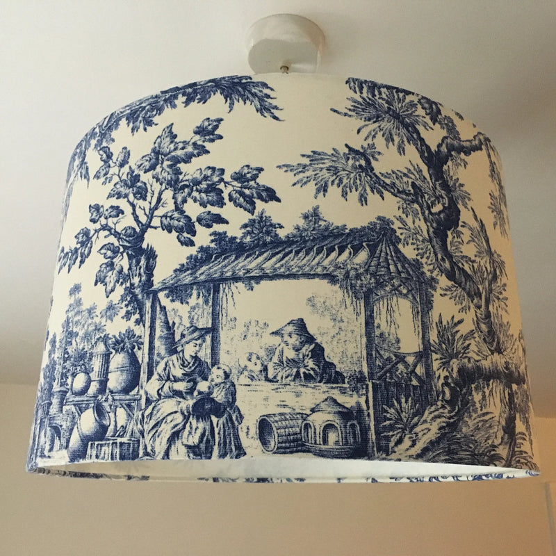 Toile Lampshade Chinoiserie Lamp Shade Japanese Print Blue White