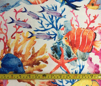Tropical Fish Fabric, Ocean Animal Fabric, Nautical Upholstery Fabric