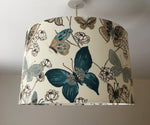 Butterfly Lampshade, Teal Floral Lampshade, Tropical Blue White Lampshade