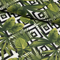 Tropical Upholstery Fabric, Palm Leaves Botanical Print Cotton Curtain Fabric