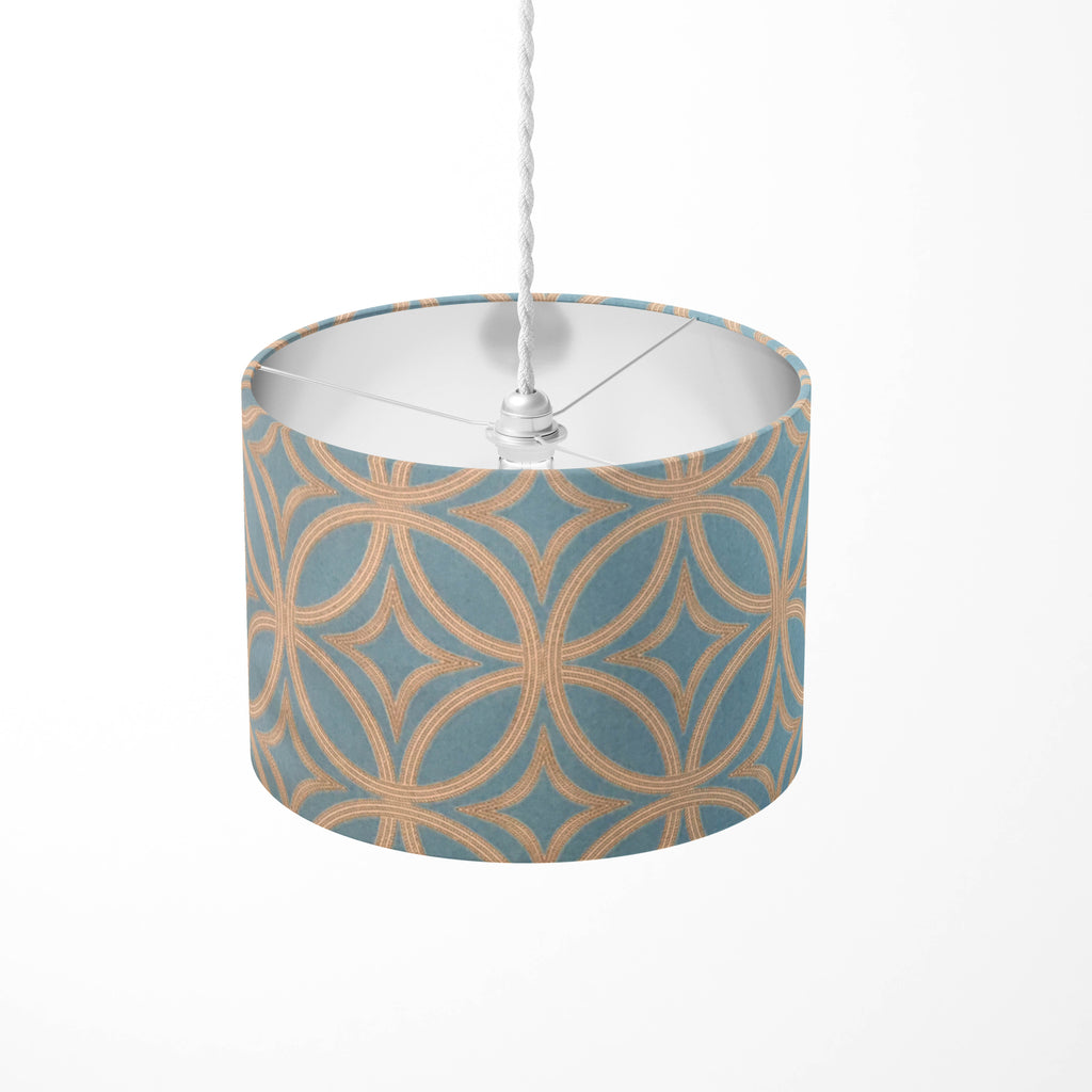 Geometric Print Lampshade, Turquoise Blue Art Deco Table Ceiling Lampshade