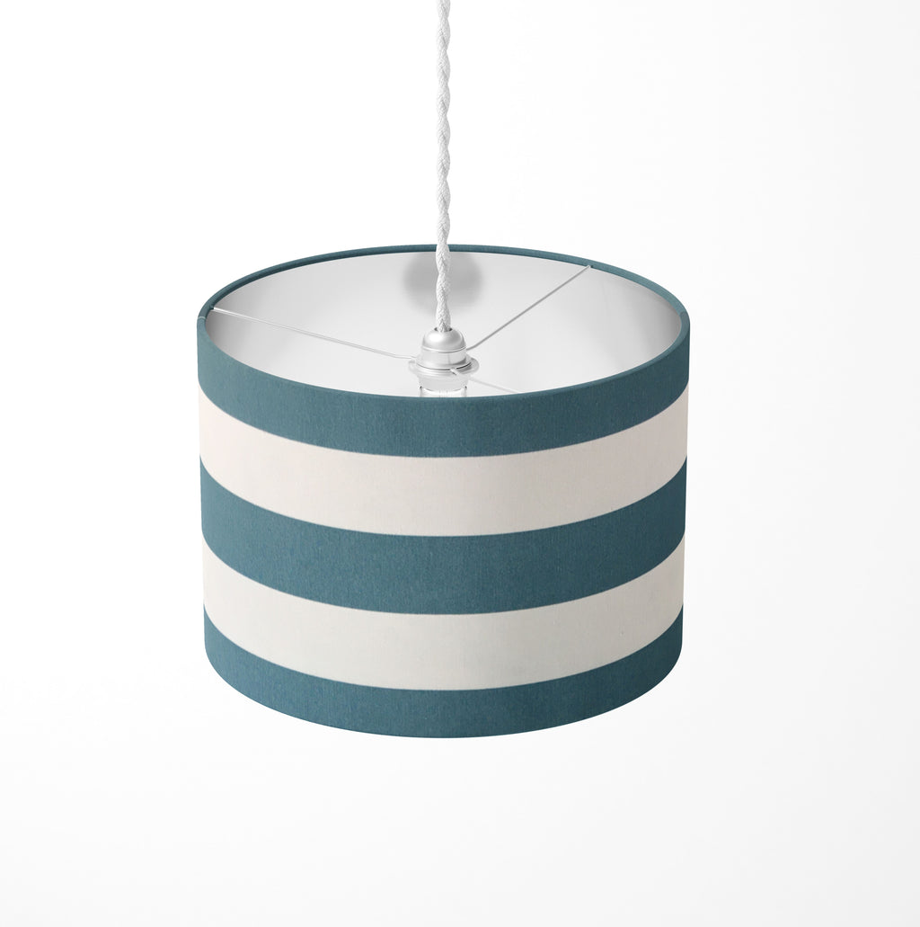 Teal Lamp Shade, Turquoise Stripe Lampshade, Blue Contemporary Lampshade