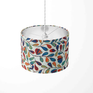 Multi Coloured Lampshade, Watercolour Leaf Print Boho Drum Lamp Shade
