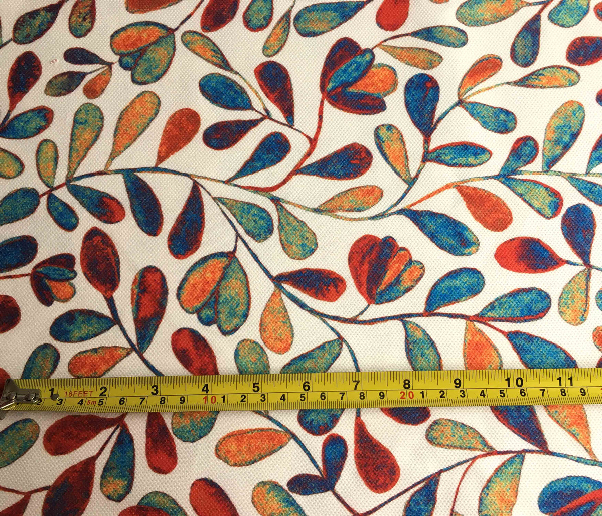 Fabric with colorful leaf pattern