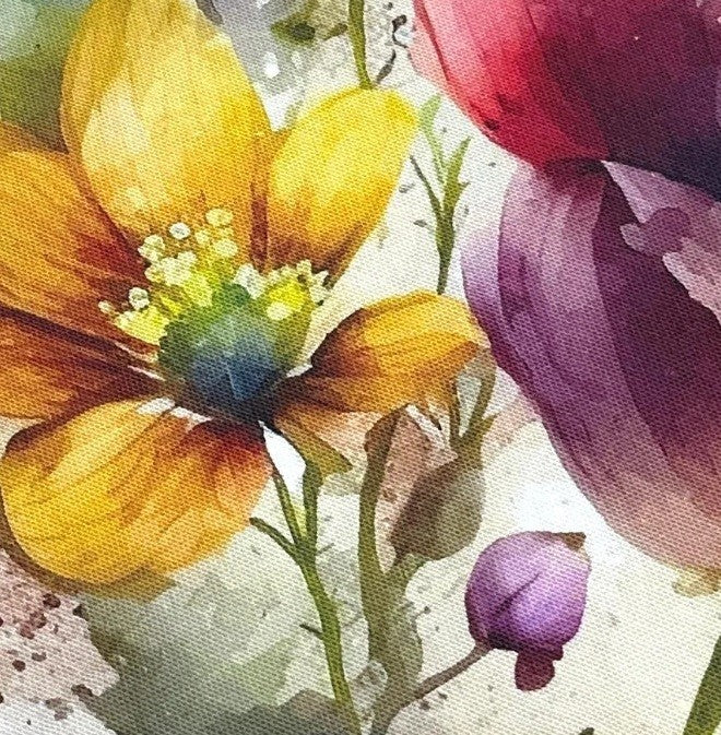 Close-up of yellow flower fabric.