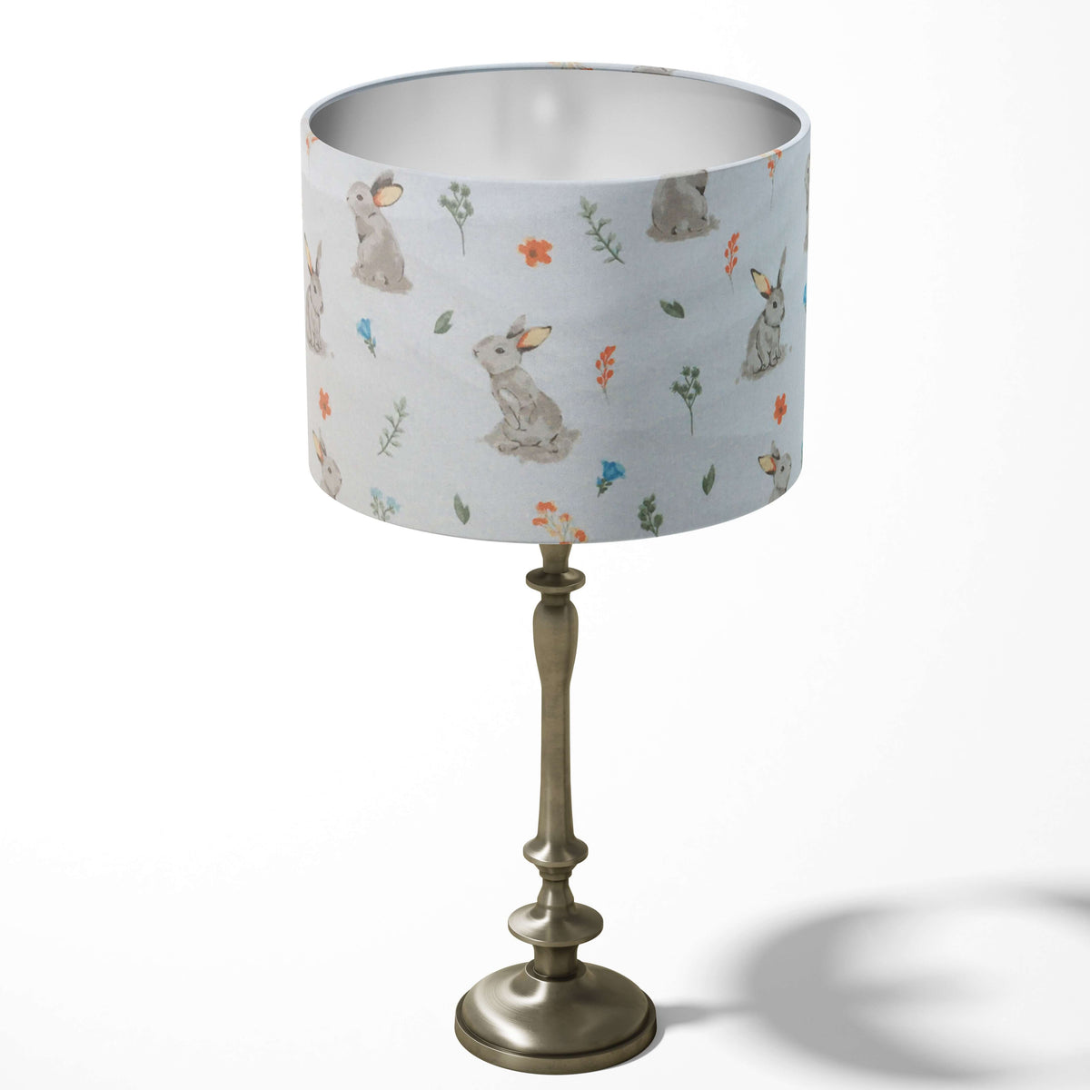 Hare rabbit print table lampshade for kids nursery children's room.