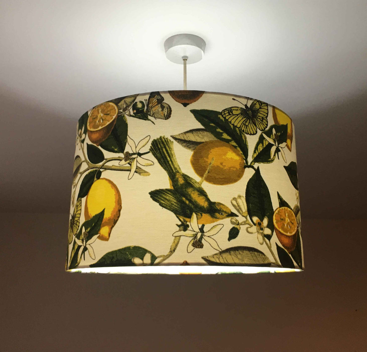 Lemon Lampshade, Bird Lamp Shade, Yellow Green Handmade Fruit Lampshade