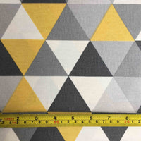 Geometric Upholstery Fabric, Triangle Fabric, Grey Yellow Fabric