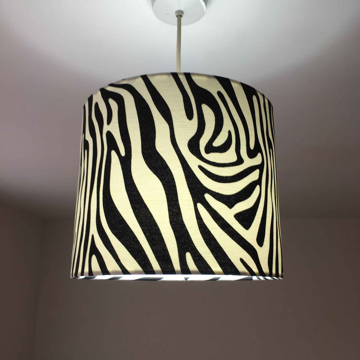 Zebra Print Lamp Shade, Black White Lampshade, Jungle Safari Animal Light Shade