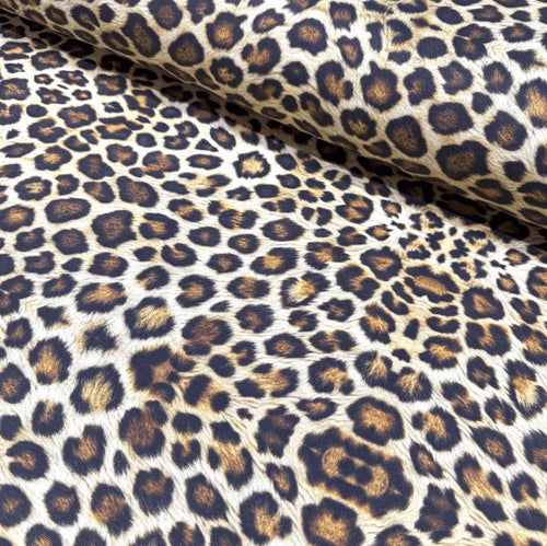 Leopard animal print cotton canvas upholstery curtain fabric.