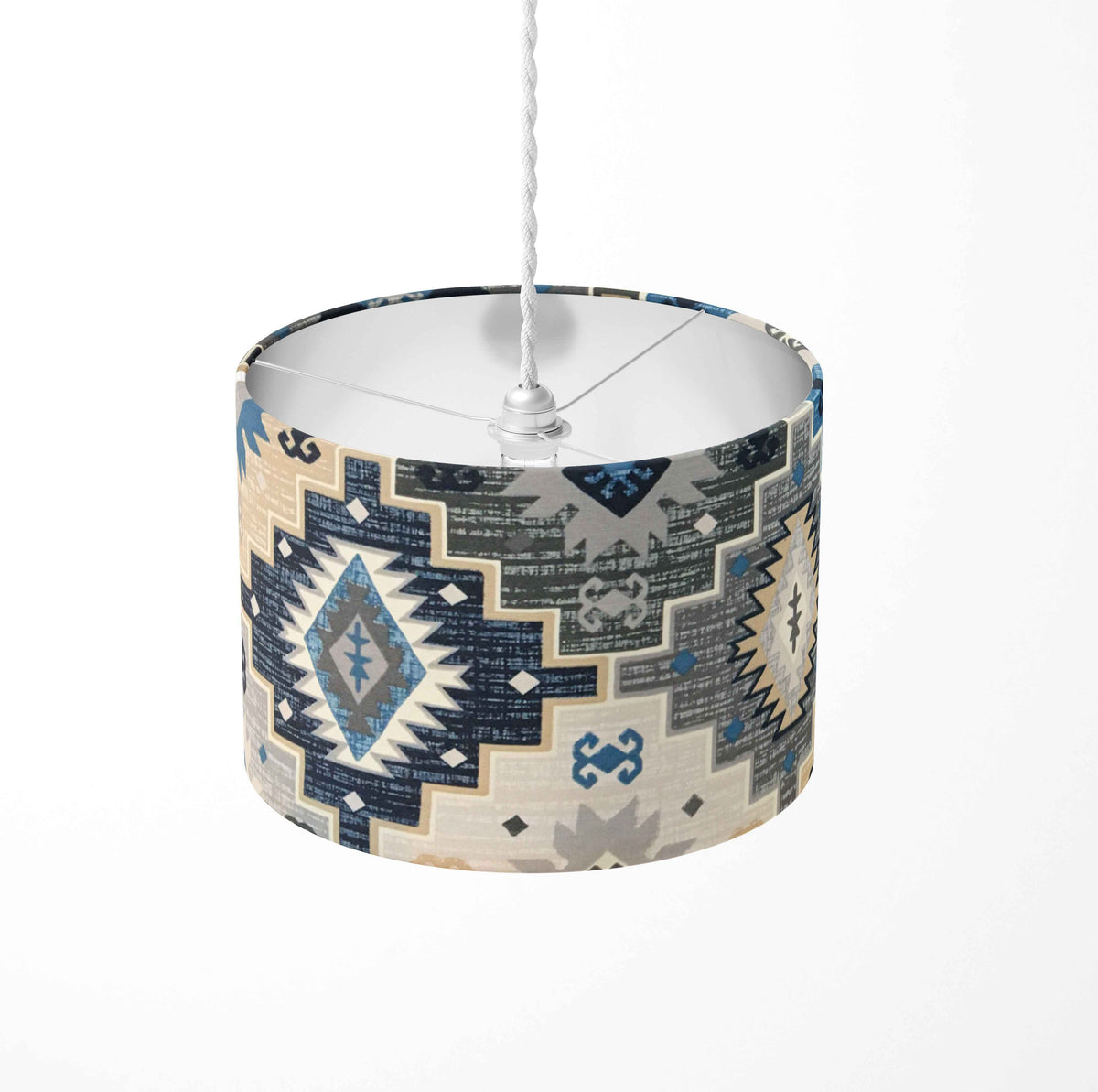 Tribal Lampshade, Grey Blue Lampshade, Aztec Ethnic Kilim Lamp Shade