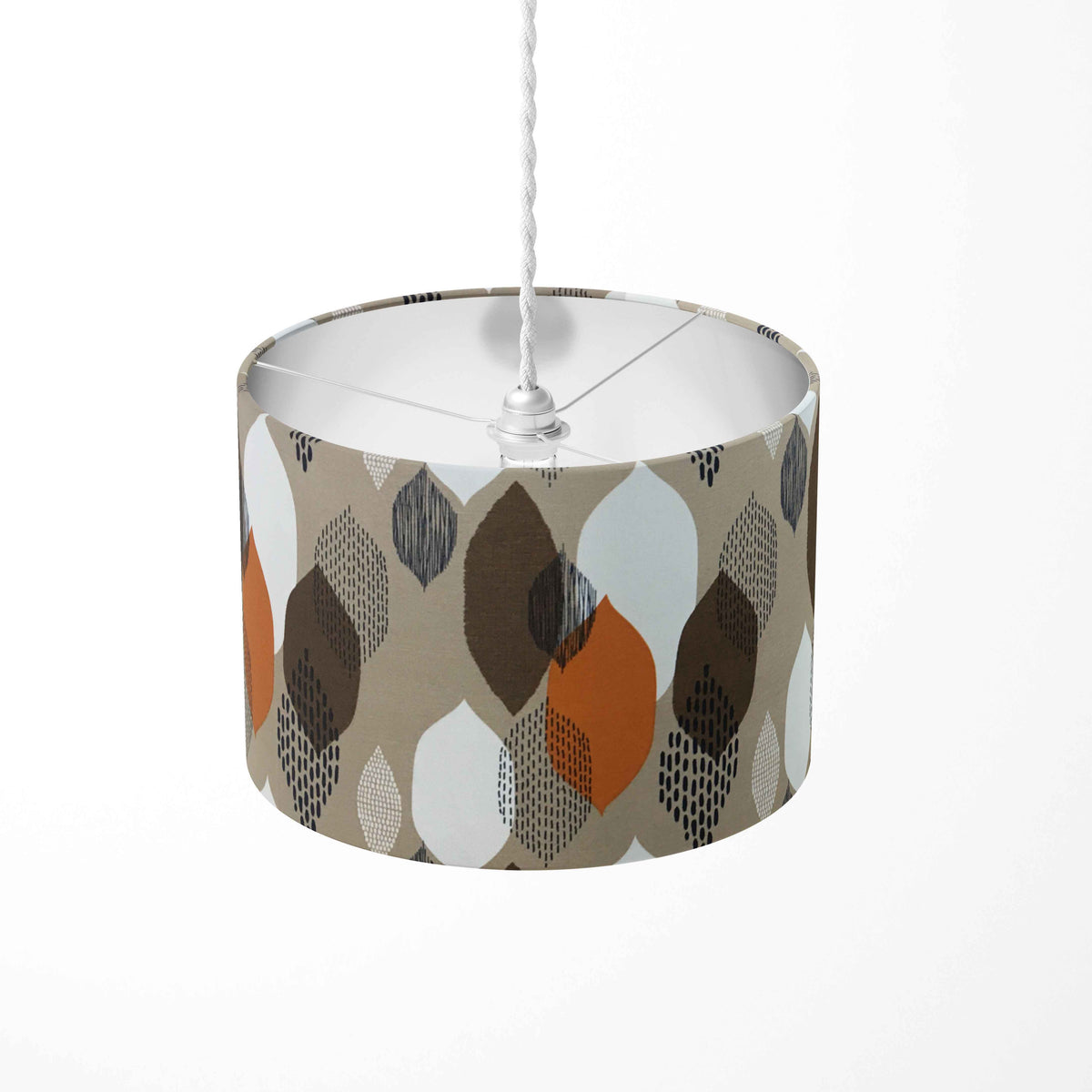 Retro Lampshade, Beige Orange Lamp Shade, Scandi Brown Handmade Lampshade