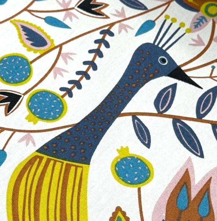 Peacock Fabric, Bird Print Fabric, Boho Floral Curtain Upholstery Fabric
