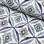 Ikat Print Fabric, Blue Green Upholstery Curtain Moroccan Aztec Fabric