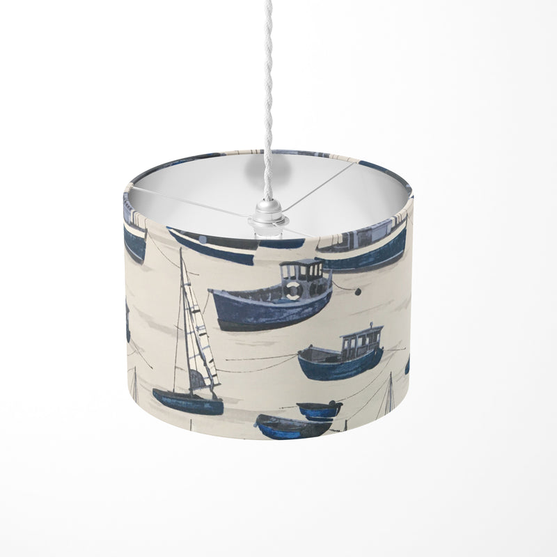 Nautical Lampshade, Boat Lamp Shade, Blue White Maritime Ocean Lampshade