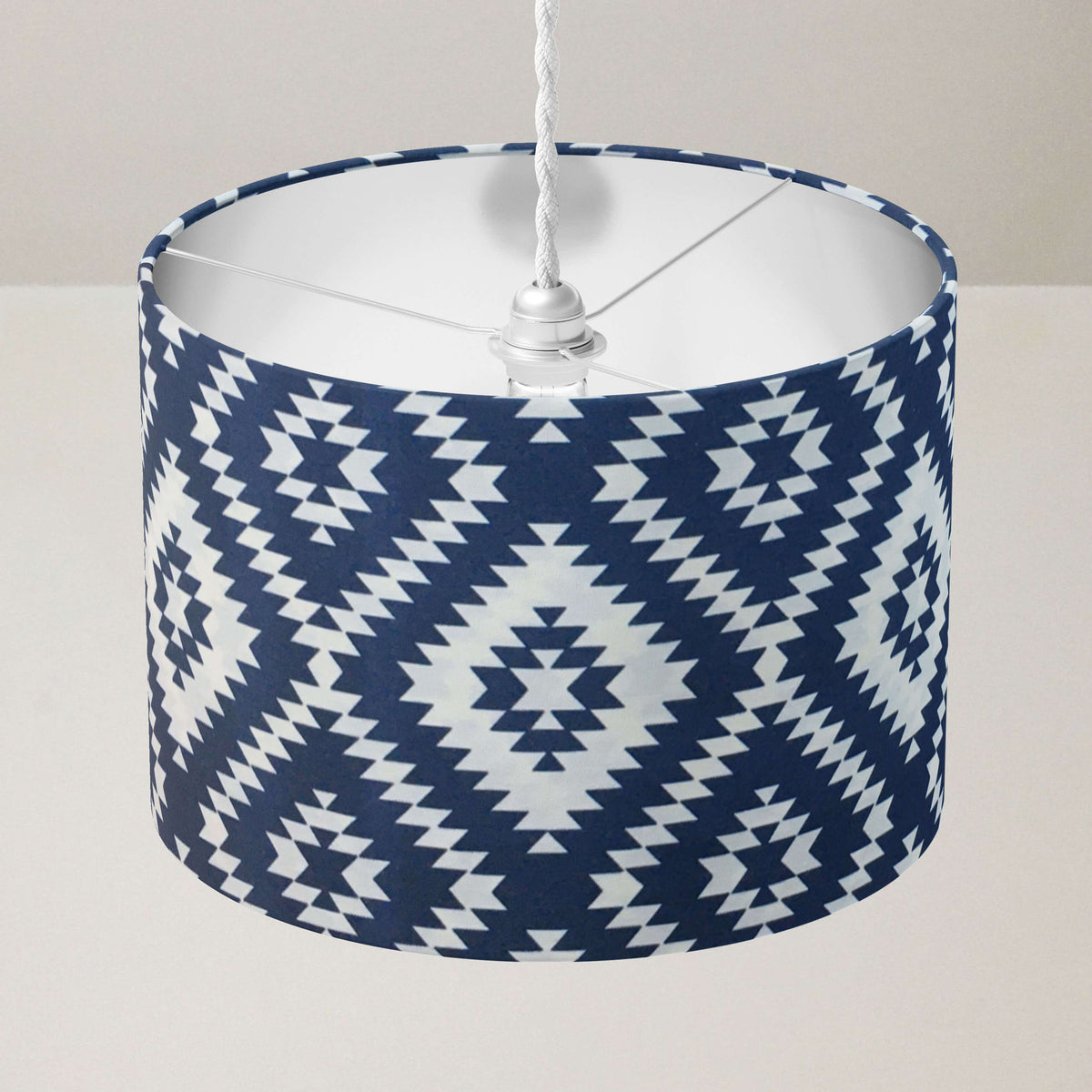 Southwestern tribal print ceiling lampshade.