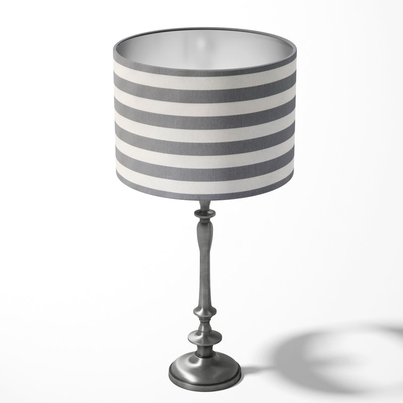 Grey White Lampshade, Stripe Lamp Shade, Boho Contemporary Light Shade