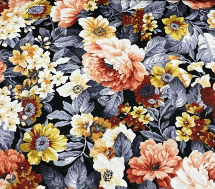 Floral Upholstery Fabric, Botanical Boho Fall Autumn Nature Curtain Fabric