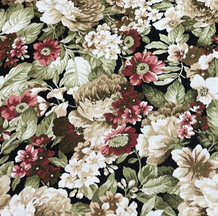 Flower Garden Fabric, Burgundy Tan Beige Floral Rose Upholstery Fabric