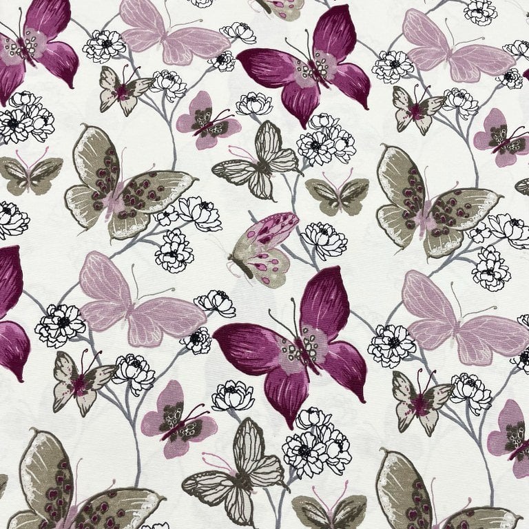 Butterfly Fabric, Nature Fabric, Pink Lilac Upholstery Curtain Fabric