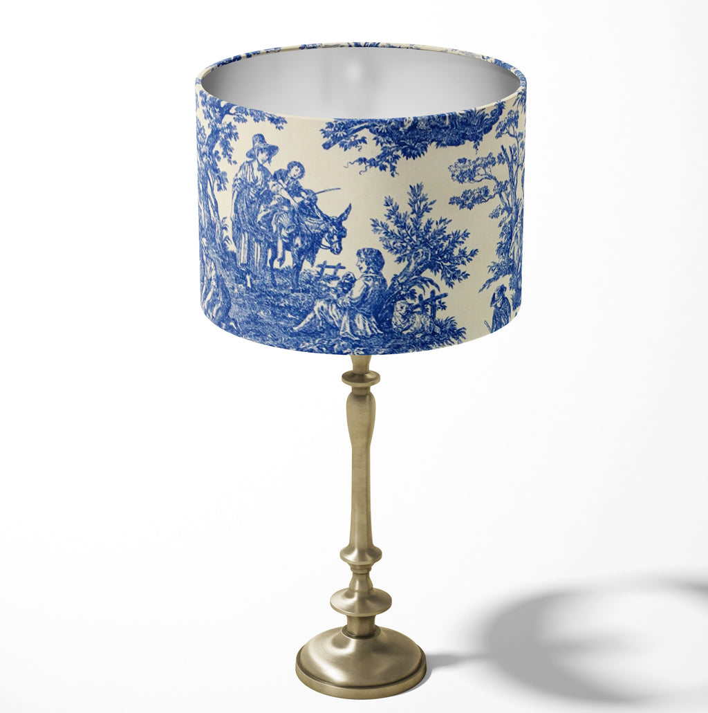 French Toile Lampshade, Blue White Lamp Shade, Country Cottage Lampshade