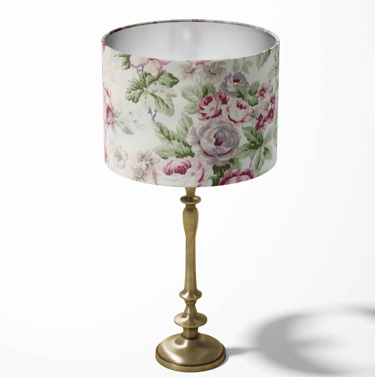 Rose Lampshade, Pink Floral Lamp Shade, Cream Country Cottage Light Shade