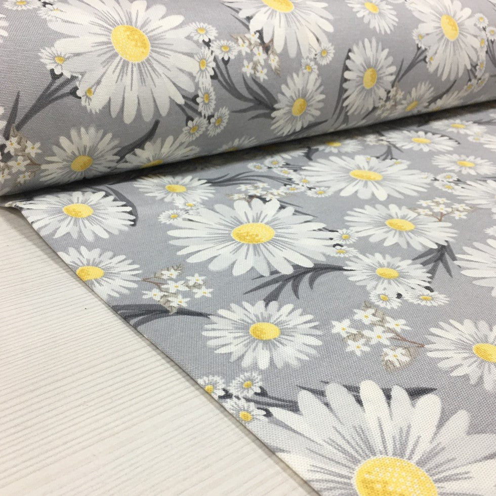 Daisy flower print fabric.