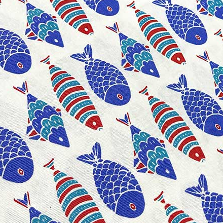 Fish Print Fabric, Turquoise Upholstery Blue Ocean Sea Underwater Fabric