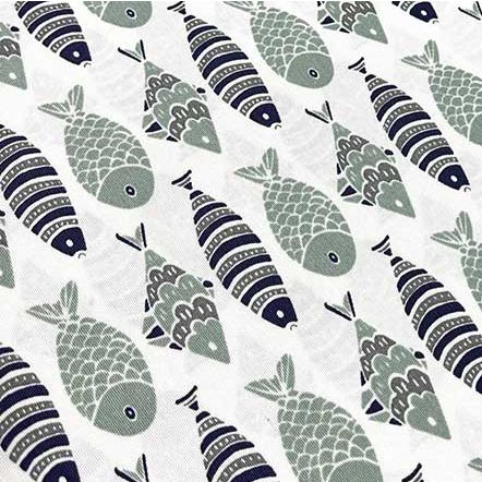 Fish Print Fabric, Turquoise Upholstery Blue Ocean Sea Underwater Fabric