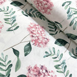 Hydrangea Fabric, Pink Floral Upholstery Fabric, Pastel Flower Print Fabric